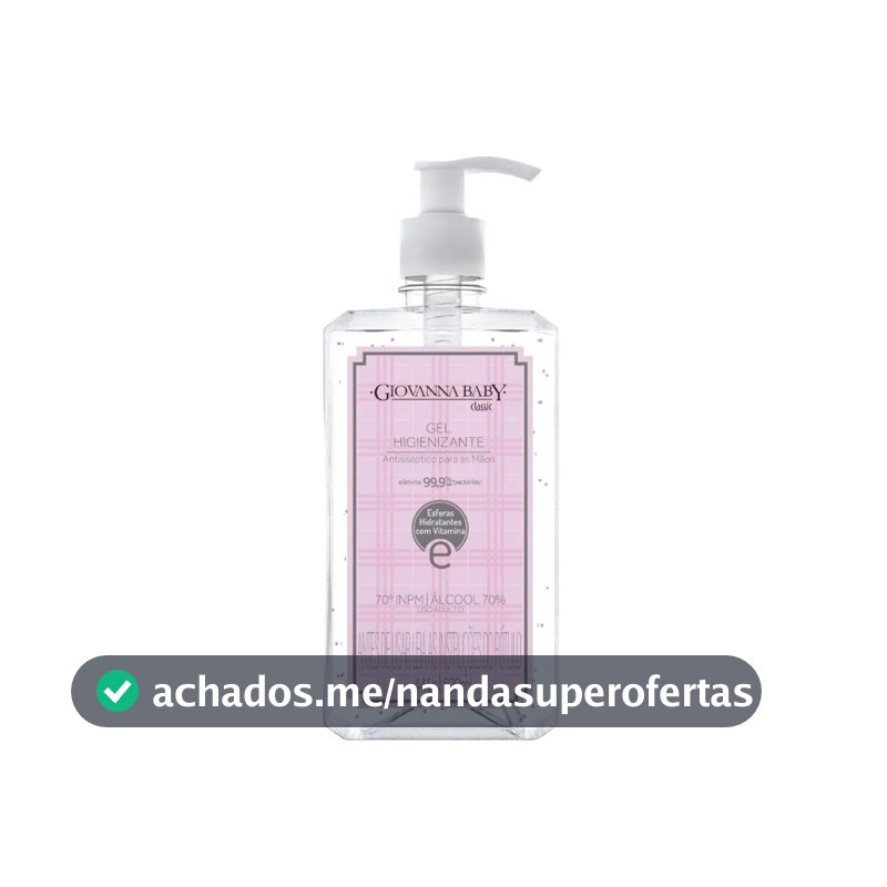 Álcool Em Gel Higienizante Giovanna Baby Classic Rosa 500Ml