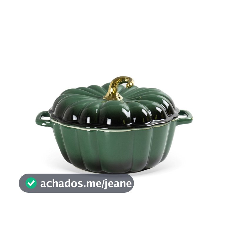 Caçarola Abóbora Cerâmica Verde Degrade com detalhe Dourado - BTC (31,80cm)