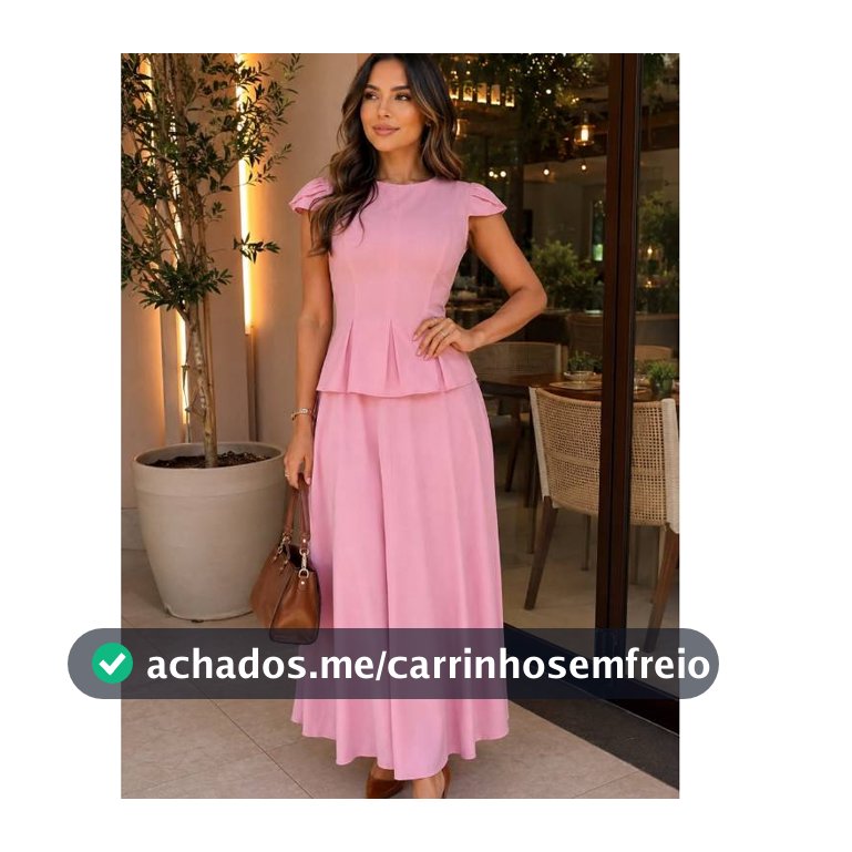 Conjunto Ayla Feminino LOUIS TWILL Blusa Peplum com Saia Longa Elegante Preto P ao GG