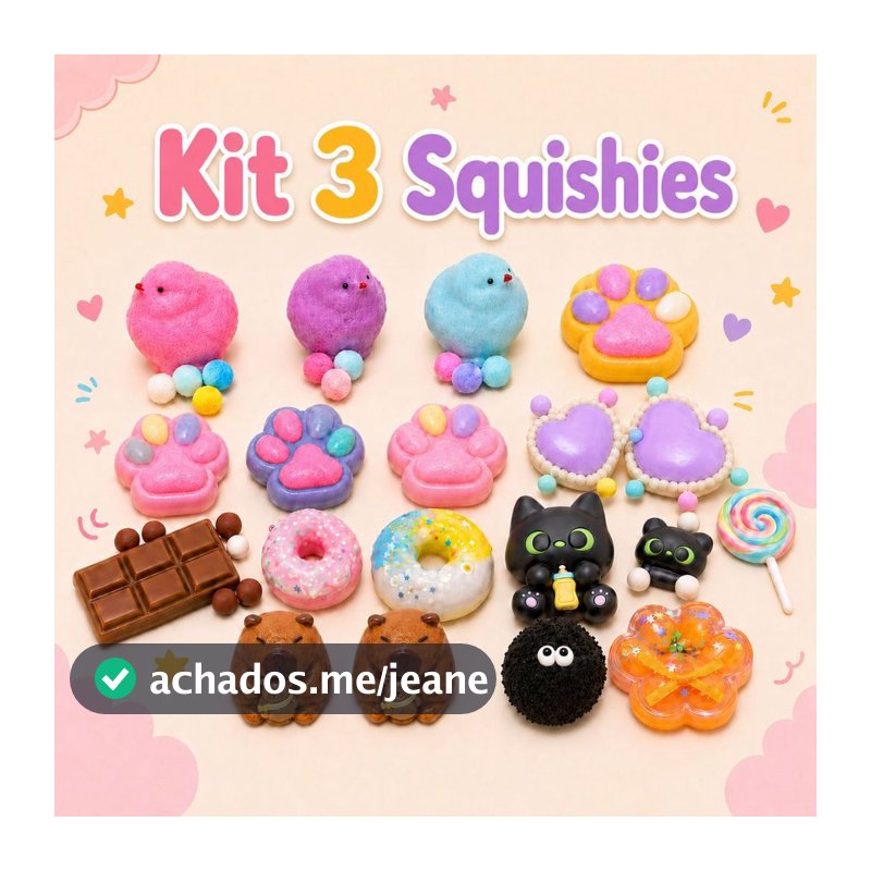 Kit 3/5 Squishy Taba Brinquedo Bichinho Macio De Apertar Squishies Anti-stress Mochi Squish Fidget