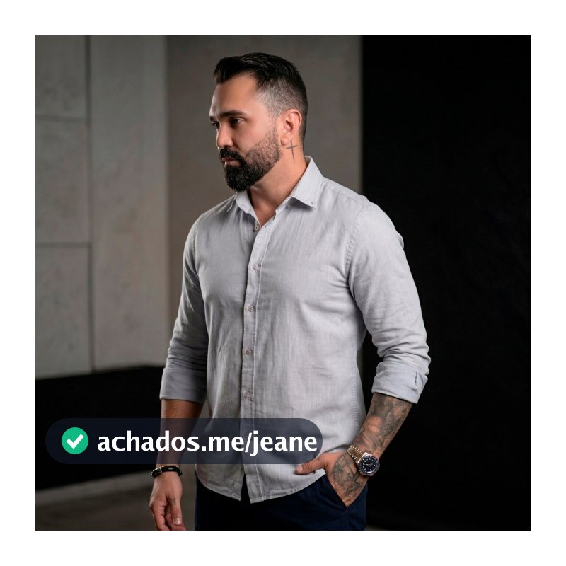 Camisa Exclusive Manga Longa Linho Slim Masculina Cinza