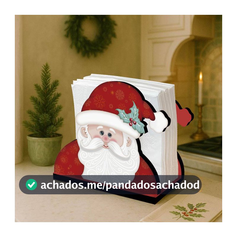 Decoração De Natal - Porta QuardaNapos Papai Noel - 13x10.5x6