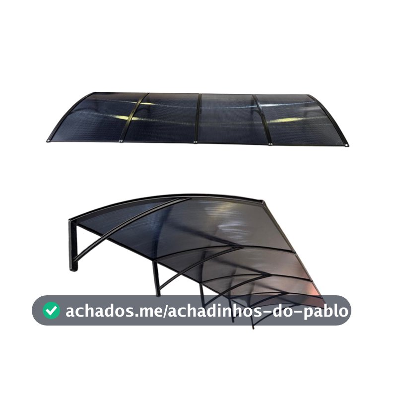 Toldo policarbonato 300x70cm cobertura proteção portas e janelas area externa