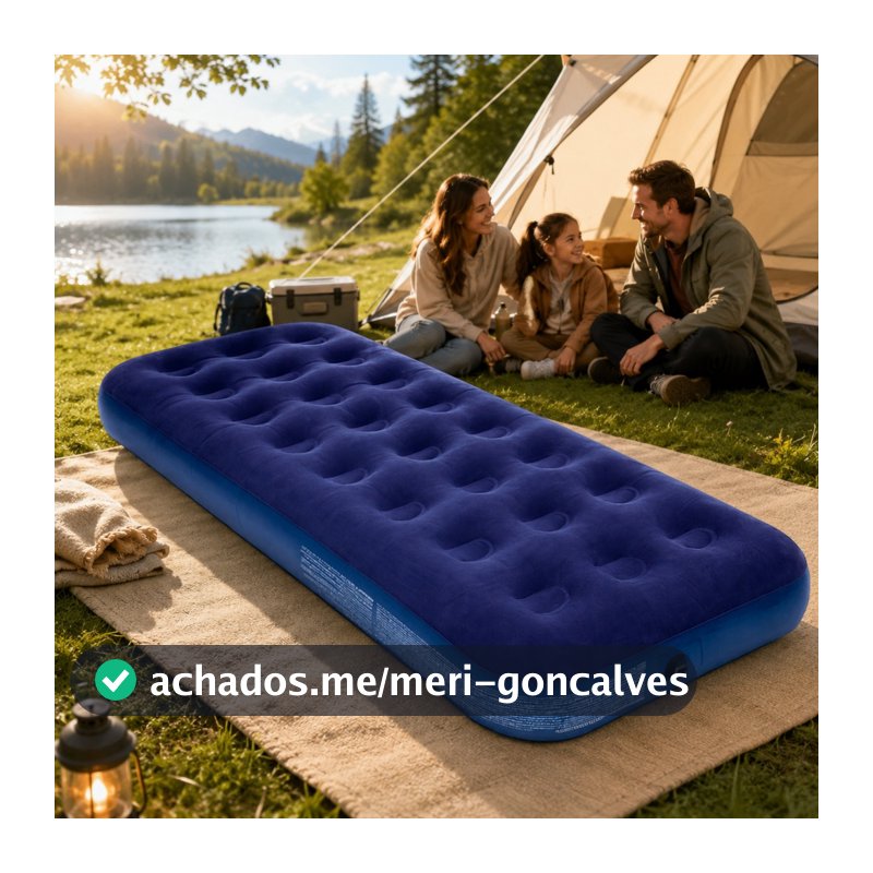 Colchão Inflável Solteiro Aveli 191x73x22 Camping Praia Visita Cama De Ar Portátil Resistente Azul