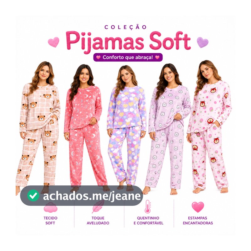 PIJAMA FEMININO FLEECE FOFINHO INVERNO PLUS
