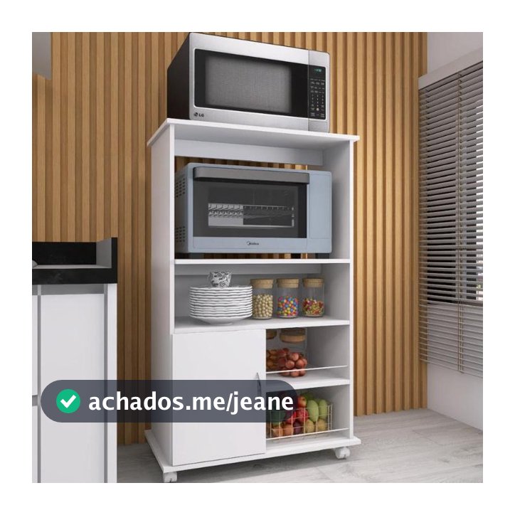 Armário Fruteira Forno com Suporte para Microondas e Balcão Multiuso com Rodinhas