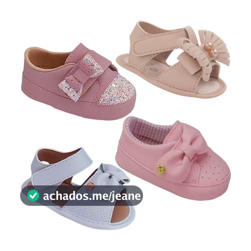 Kit 4 Pares Sandálias Tênis Menina Sapatinho Sandalinha Feminina Bebê