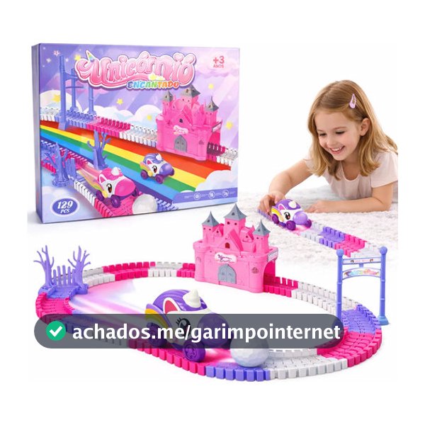 Pista De Carrinho Unicórnio Castelo Brinquedo Menina Rosa