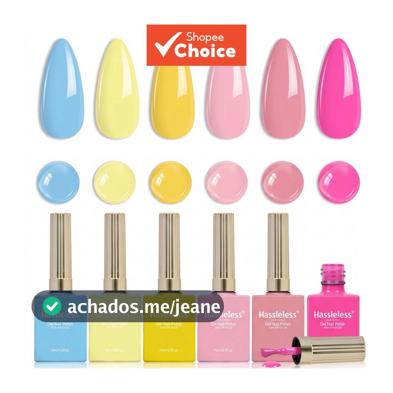 Conjunto de Esmalte em Gel Macaron com 6 Peças FTMY, Kit de Manicure para Uso em Casa e Salão, Ótimo Presente para