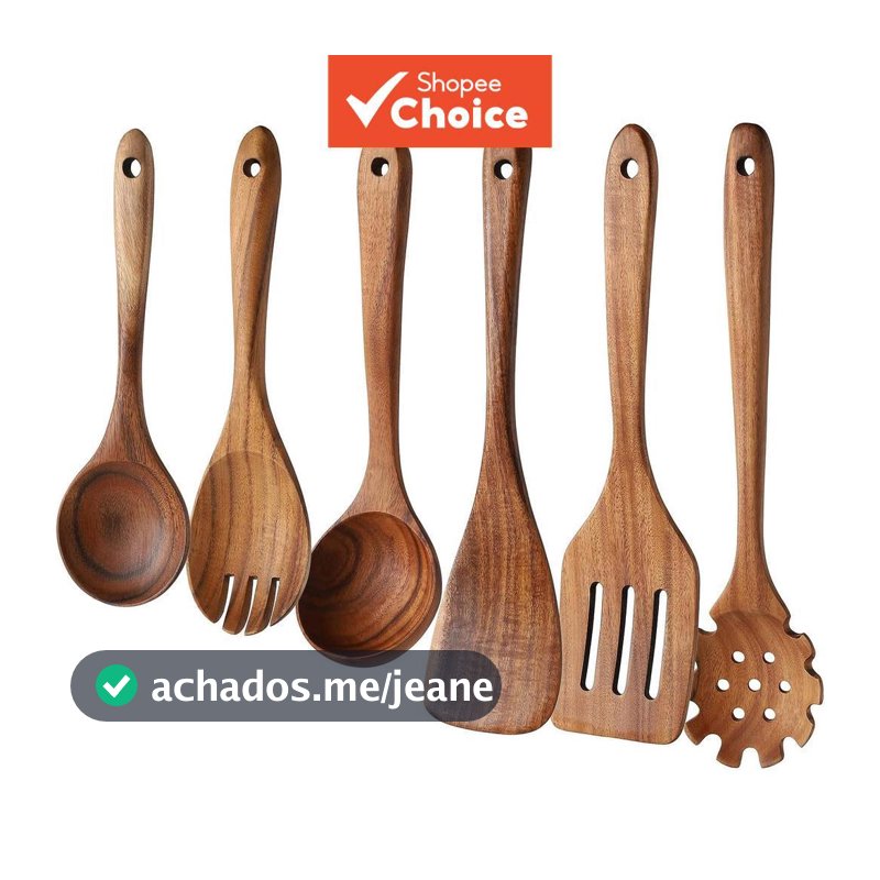 Conjunto De Utensílios De Cozinha De Madeira Antiaderente Espátula Colher Turner Para Doméstica