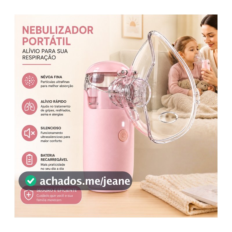 Inalador Ultra-Sônico Portátil Nebulizador Silencioso para Asma Ajustável para Adultos e Crianças