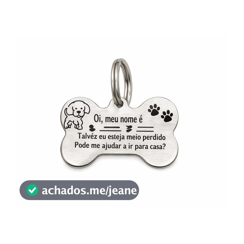Placa De Identificação Pet Ossinho Inox Gravado A Laser Estou Perdido