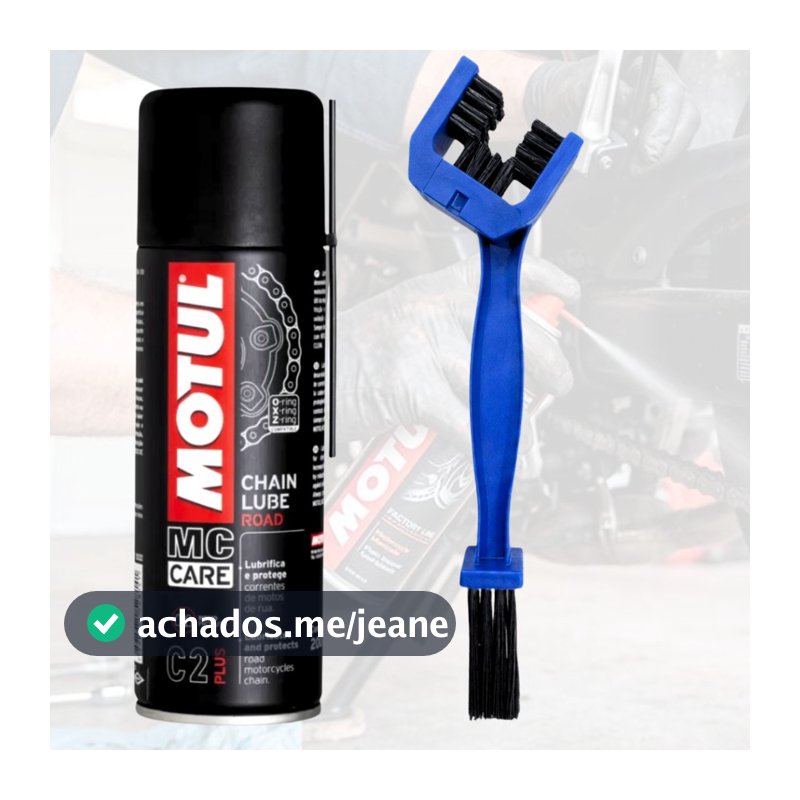 Kit Lubrificante Motul C2 para Corrente Moto Bike 200ML + 1 Escova limpa Corrente