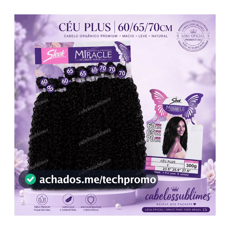 CABELO SLEEK CEU PLUS CACHEADA FIBRA ORGANICA ENTRELACE 300G
