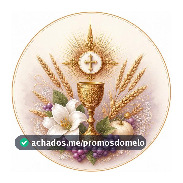 Painel redondo capa 150x150 decoração de festa - Primeira comunhão eucaristia modelo 112
