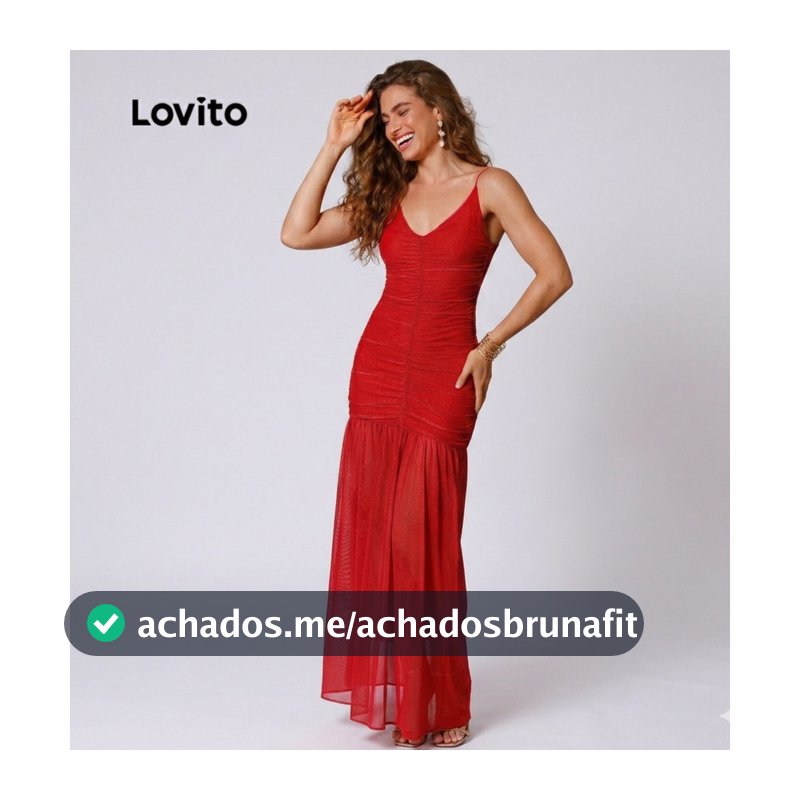 Lovito Vestido Feminino Longo em Tule com Franzidos DRB1351BRL1381
