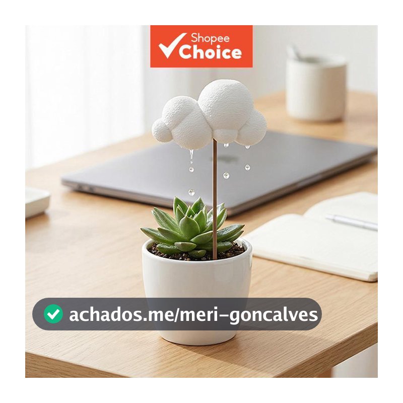Regador de Nuvem 3D Fofo com Gotejamento de Chuva-Estaca Estética para Rega de Plantas de Interior, Decoração Criativa