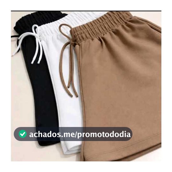 Kit 3 Short Feminino Moletinho Cós Alto Com Bolso E Cordinha Bermuda Casual Confortável