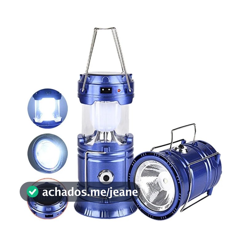 Lampião Lanterna Solar Led Luminaria Recarregavel Bivolt