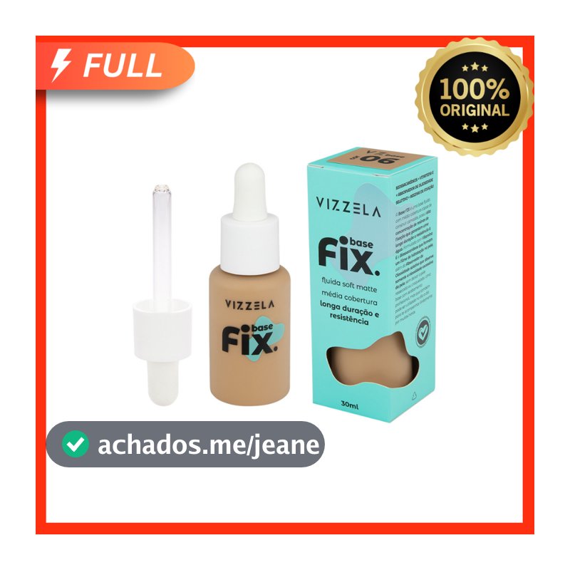 Base Líquida Fix - Vizzela 30ml - 100% Original Todas as Cores