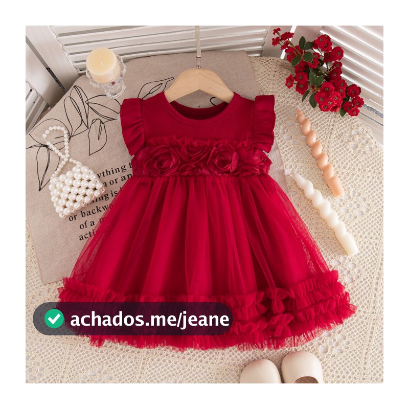 Verão Nova Festa De Natal Bebê Menina Vestido De Princesa Doce E Bonito Roupas Infantis (9 Meses A 4 Anos)