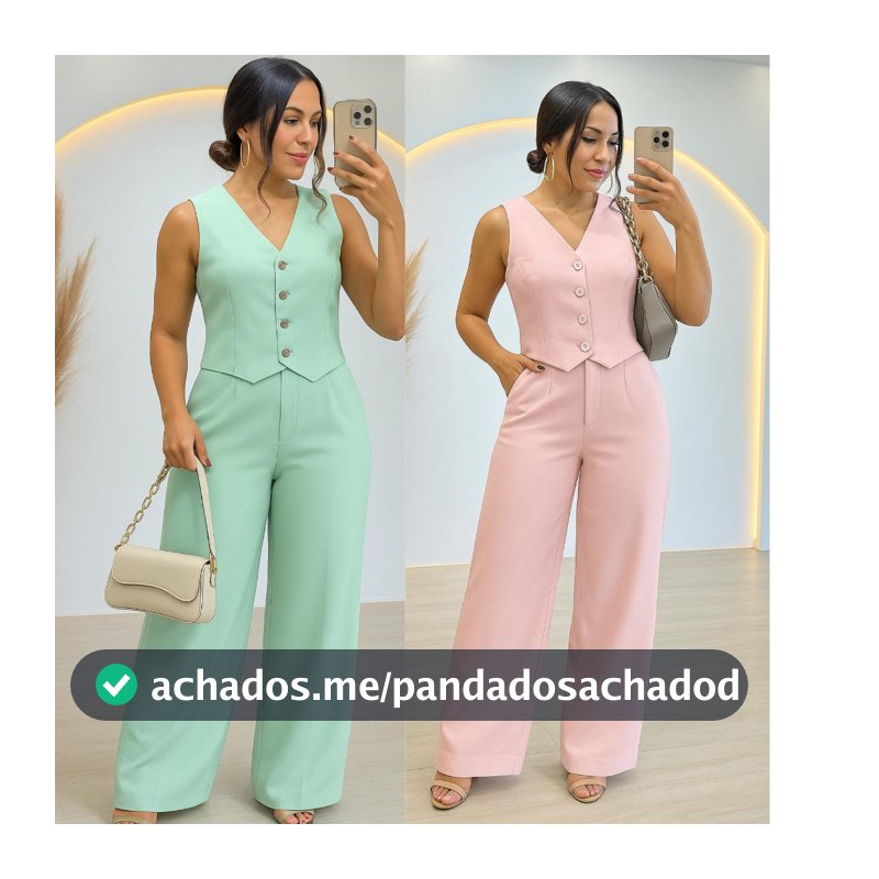 CONJUNTO FEMININO ESTILOSO E ELEGANTE EN CORES DE VERÃO EM ,CALÇA +COLETE