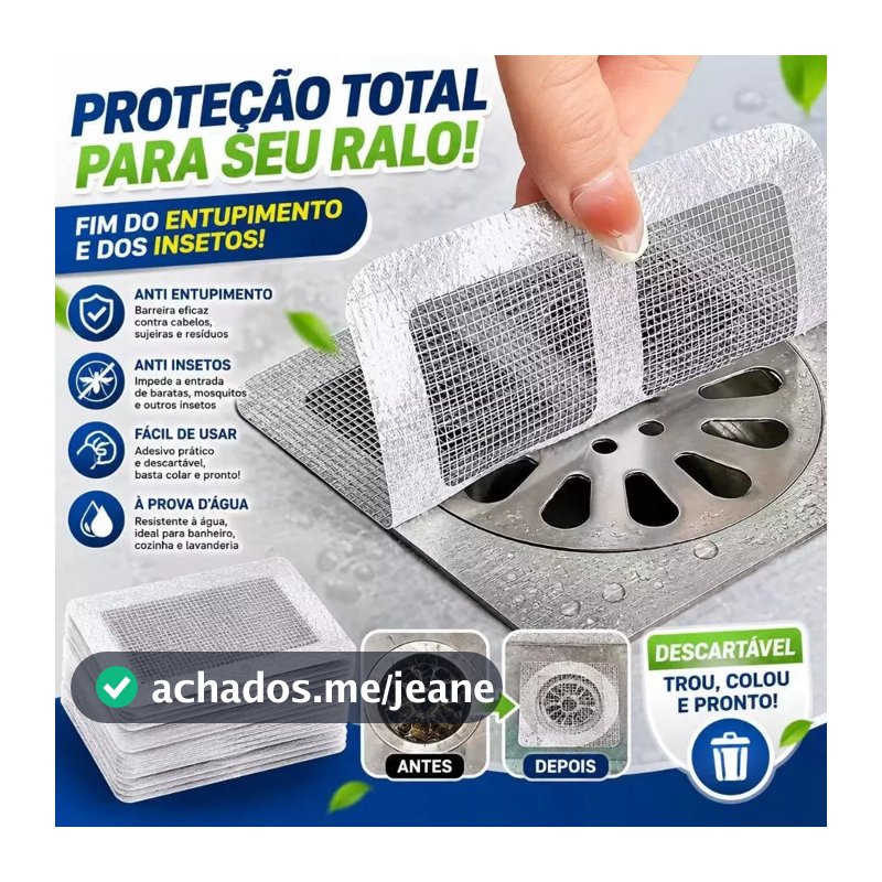 Adesivos Protetores de Ralo Tela Descartavel Anti Entupimento e Anti Insetos Para Casa Pratico
