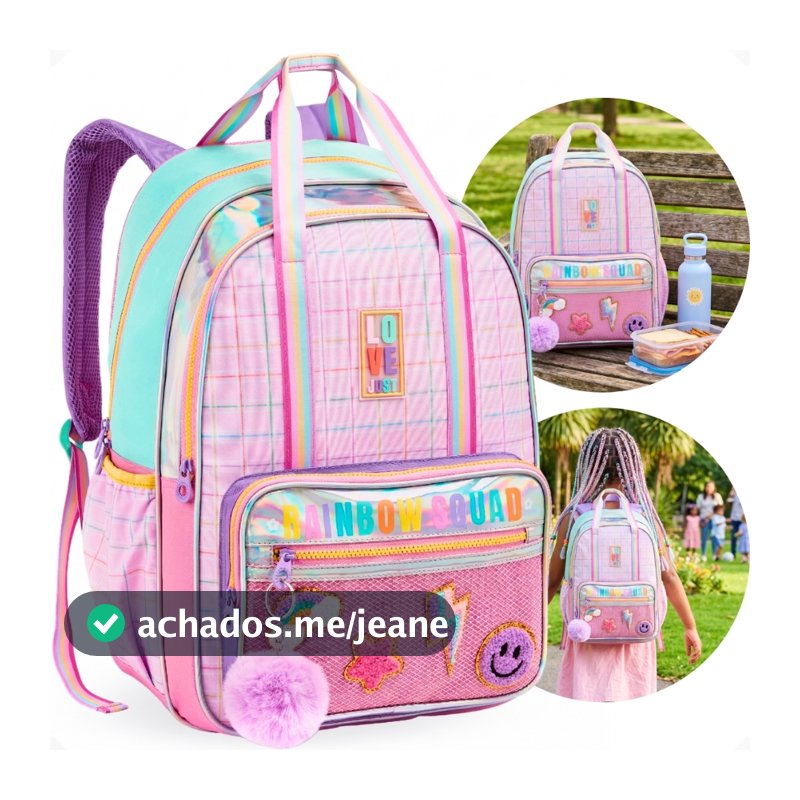 Mochila De Costas Escolar Just Love Unicornio Rainbow Infantil Feminina