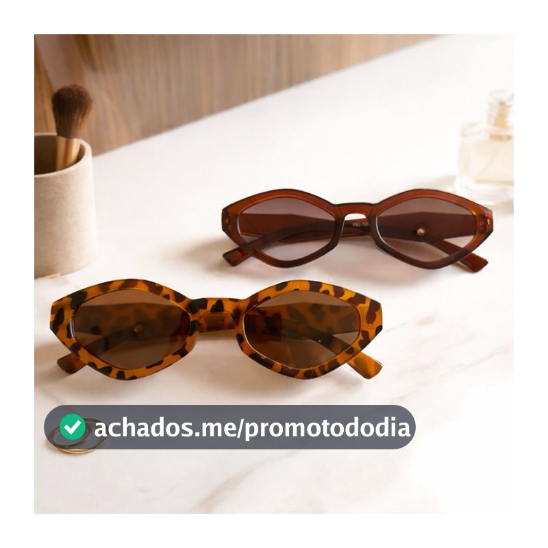 Óculos de Sol Feminino Poligonal Unissex UV400 Proteção Solar Várias Cores da Moda