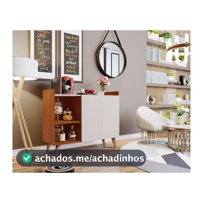 Aparador Buffet Cantinho Café Decoração Sala Jantar Estar Cozinha 2 Portas Prateleira Organizadora
