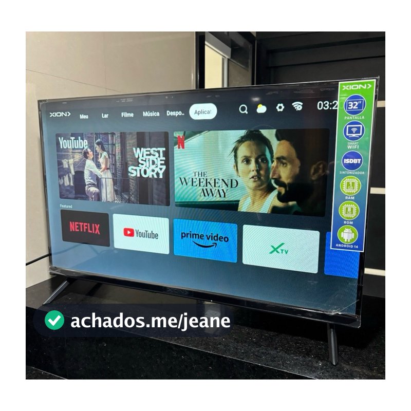 TV LED HD smart 32 polegadas XION RÁPIDA E COMPLETA /YouTube/HDMI/Netflix/Wifi outros ..