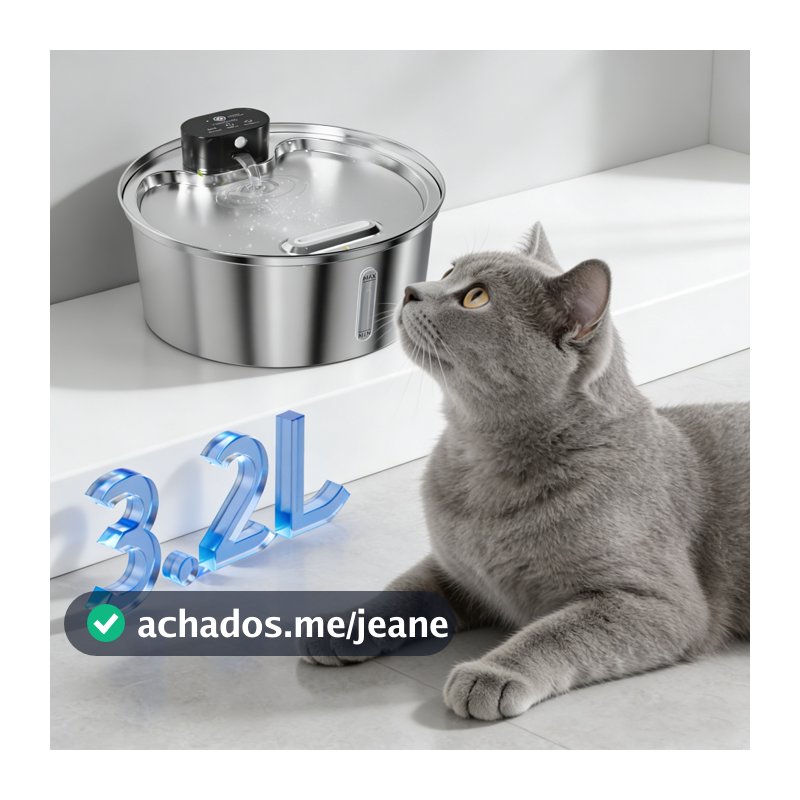 Newpet com sensor Inox Fonte para gatos, fonte ultra silenciosa para gatos de 3.2 litros - Bivolt