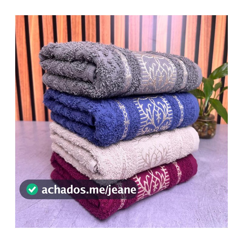 Kit 4 Toalhas de Rosto Luxo Premium Grossa e Bordada Felpuda 48x76cm Ultra Macia 100% Algodão Puro