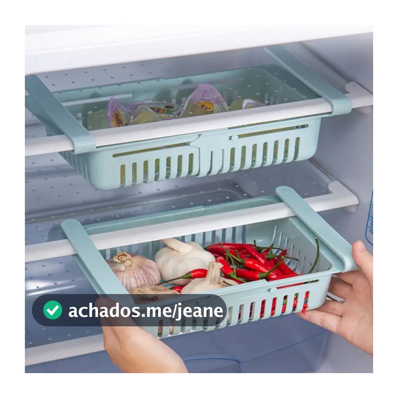 Cesto Organizador De Geladeira Multiuso Gaveta Retrátil Ajustável Prático Portátil