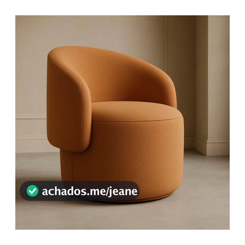 Poltrona Orgânica Redonda para Sala Recepção Liz Confortável Elegante Bouclê Terracota
