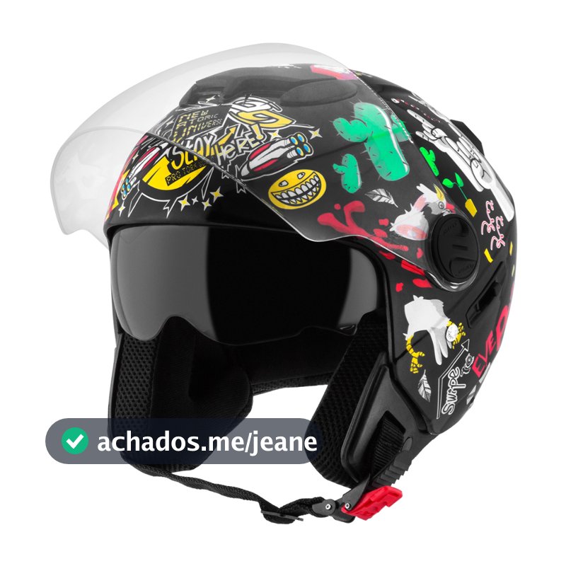 Capacete Moto Aberto New Atomic Universe Com Viseira Interna