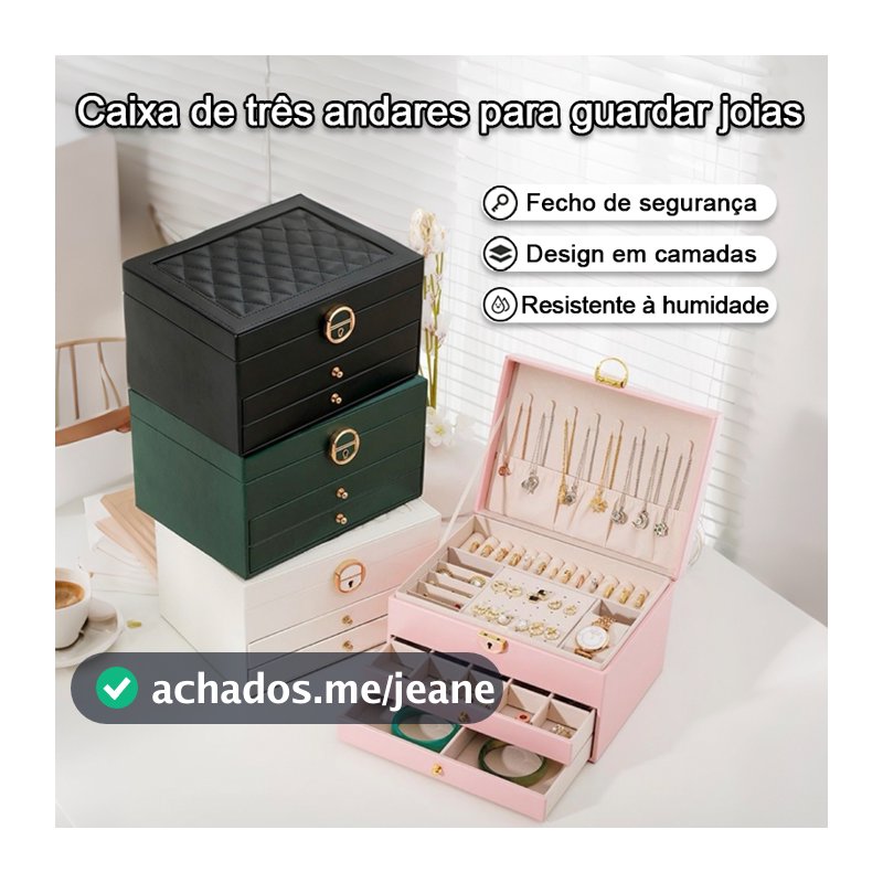 Jewelry Box Women's Jewelry Organizer Box In Leather With Two Layers/Rings/Necklace Clasp 3-layer leather jewelry box st