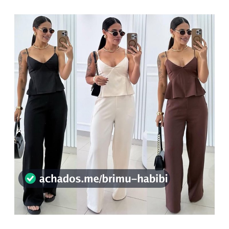 Conjunto Feminino de Alfaiataria com Regata Alça Fina e Calça Reta | 316# PMG