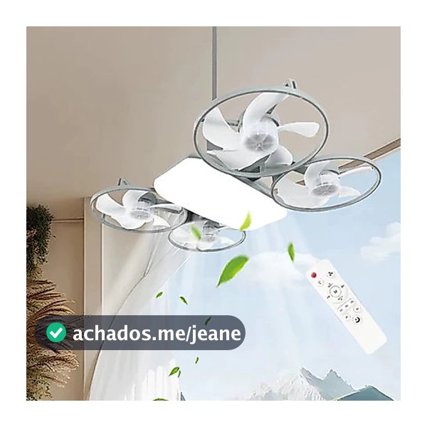 Ventilador de Teto 2 em 1 Silencioso com Luz LED Dimerizável e Design Dobrável com LED Dimerizávell