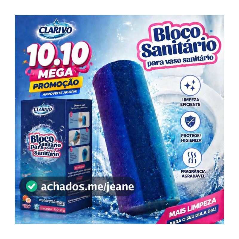 CLARIVO Bloco Sanitário para Vaso Antibacteriano Limpeza Profunda Antiodor Higiene