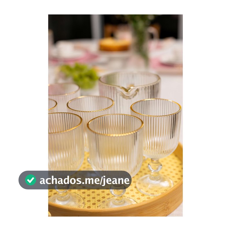 Conjunto deTaças Versalhes em vidro 340ml com borda Dourada/ 6 peças