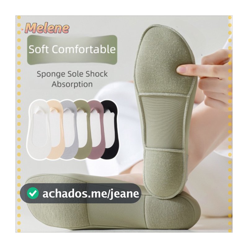Meias De Palmilha MELENEY9 , Meia De Barco Antiderrapante Macia , Almofadas De Sapato Com Fundo De Esponja De Absorção D