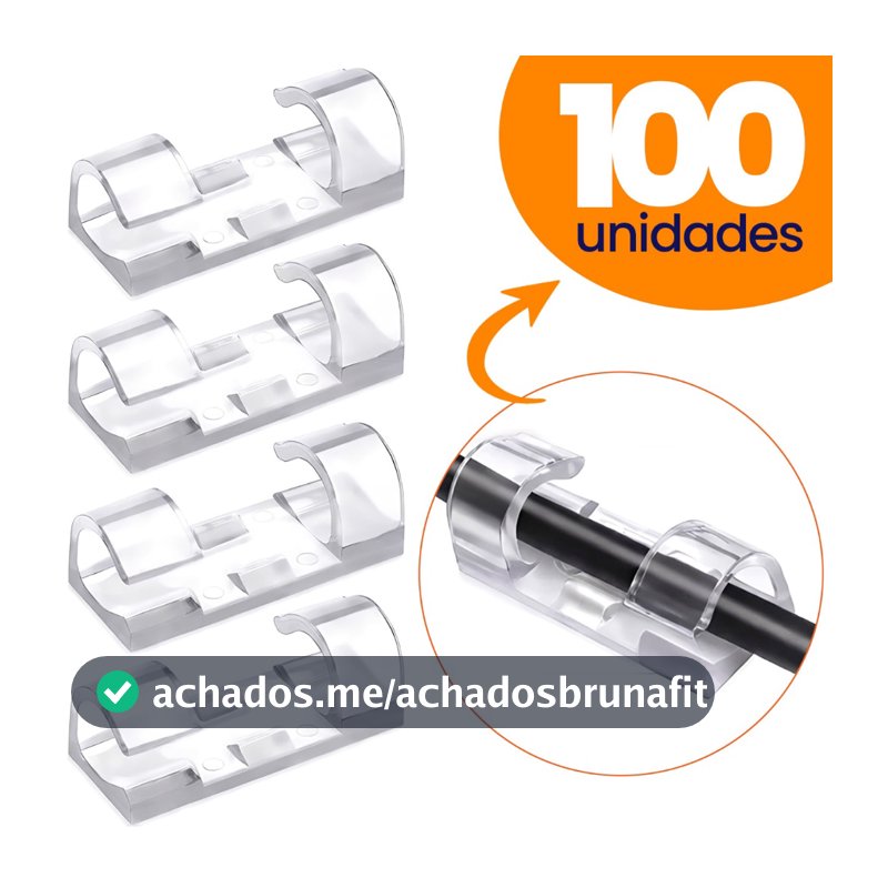 Kit Clips Organizador de Fios e Cabos Autoadesivo Passa Fio