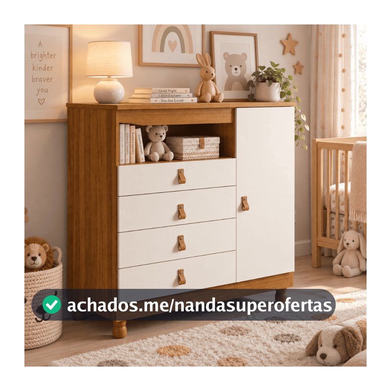 Cômoda Bebê  Sapateira 4 Gavetas  Pés Reguláveis Ideal para Quarto de Bebê multiuso organizador