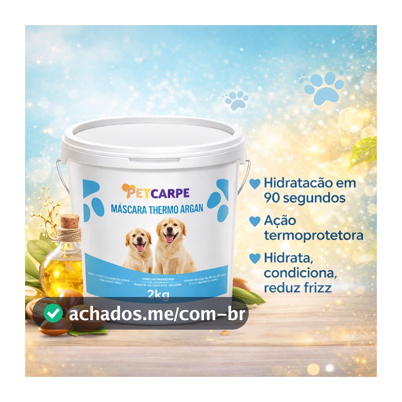Máscara de Hidratação de pelos  Pet Carpe com Óleo de Argan para Cães e Gatos Banho e Tosa Balde 2 kilos
