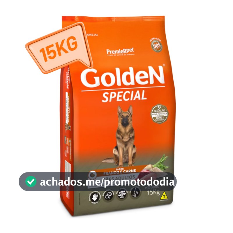 Ração Golden Special para Cães Adultos – Sabor Carne e Frango – 15kg