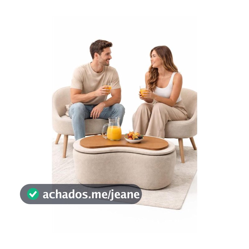 Puff Baú orgânico 3 em 1 Mesa de Centro Decorativo Multiplas Funções
