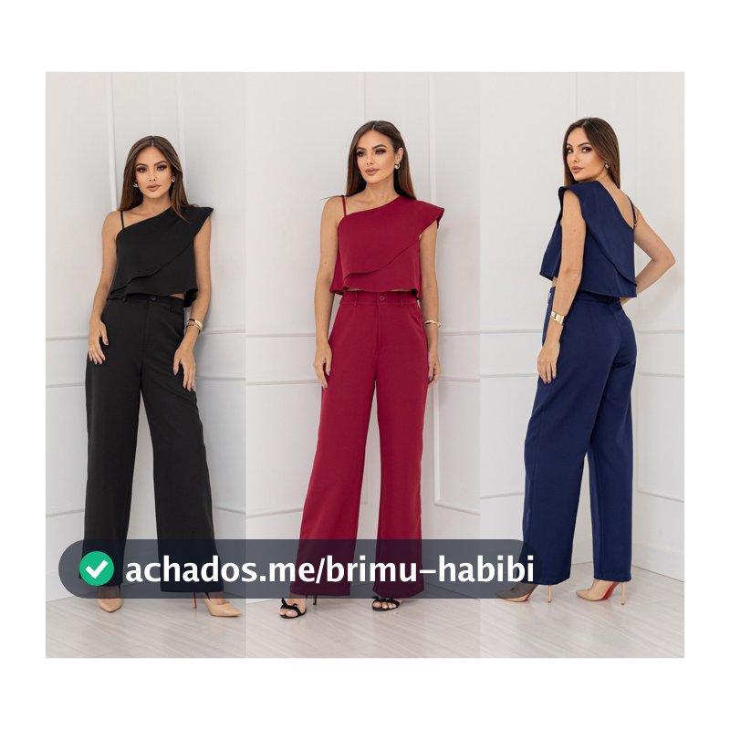 YAN FASHION Conjunto Feminino De Alfaiataria Com Blusa Assimétrica E Calça Reta Elegante