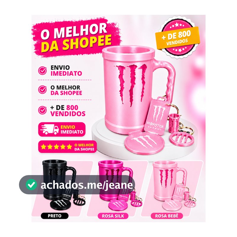 Porta Lata Monster 473 ml + abridor + tampa + Brindes Caneca Monster Energetico
