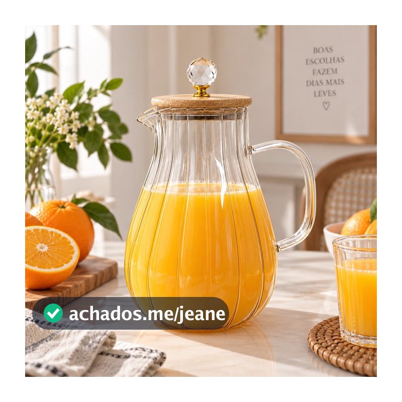 Jarra de Vidro 1,8L Luxo Tampa Bambu 26165 - Vencedor